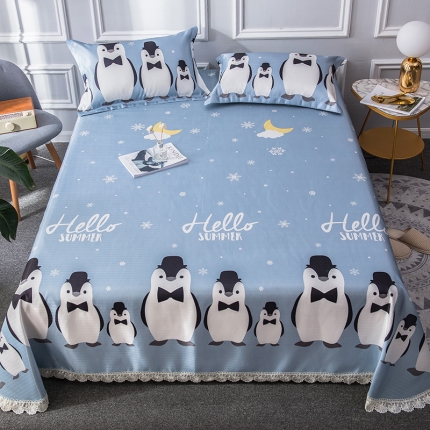 91家纺网 家纺一手货源 找家纺 （总）懒猫 2020新款竹语提花花边床单款冰丝席