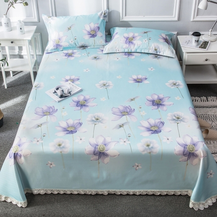 91家纺网 家纺一手货源 找家纺 （总）懒猫 2020新款竹语提花花边床单款冰丝席