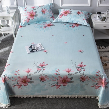 91家纺网 家纺一手货源 找家纺 （总）懒猫 2020新款竹语提花花边床单款冰丝席