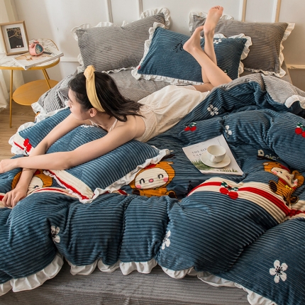 91家纺网 家纺一手货源 找家纺 （总）懒猫 2020新款韩版魔法绒四件套