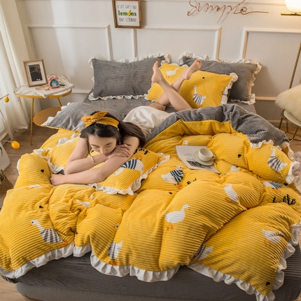 91家纺网 家纺一手货源 找家纺 （总）懒猫 2020新款韩版魔法绒四件套