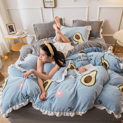 91家纺网 家纺一手货源 找家纺 懒猫 2020新款韩版魔法绒四件套 牛油仓鼠