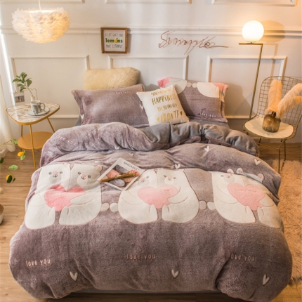 91家纺网 家纺一手货源 找家纺 （总）懒猫家纺2020立体雪花绒法莱绒水晶绒四件套升级床笠款