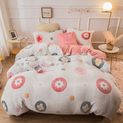 91家纺网 家纺一手货源 找家纺 懒猫家纺 2020新款立体雪花绒法莱绒水晶绒四件套 泫雅风