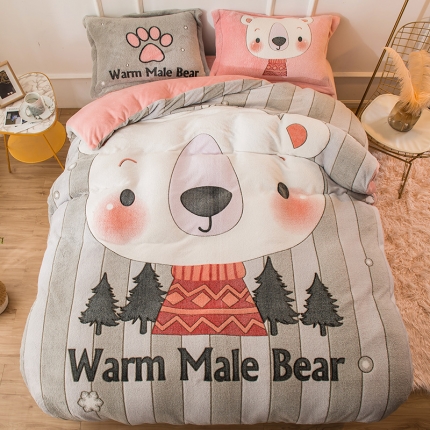 91家纺网 家纺一手货源 找家纺 （总）懒猫家纺 2020新款大版雪花绒四件套床笠款