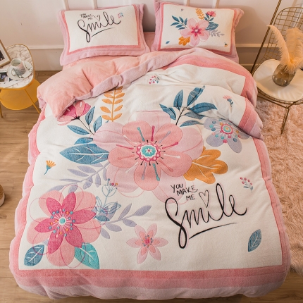 91家纺网 家纺一手货源 找家纺 懒猫家纺 2020新款大版雪花绒四件套 花之恋曲