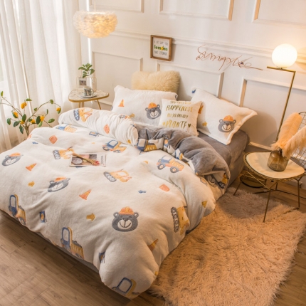 91家纺网 家纺一手货源 找家纺 （总）懒猫家纺 2020新款雪花绒四件套床笠款