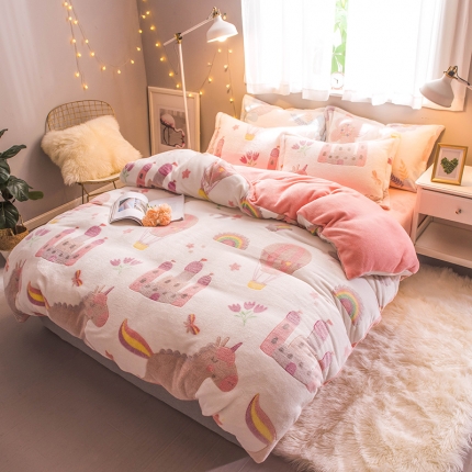 91家纺网 家纺一手货源 找家纺 （总）懒猫家纺 2020新款雪花绒四件套床笠款