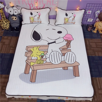 91家纺网 家纺一手货源 找家纺 （总）金爱家家纺 可机洗大版卡通冰丝空调凉席软实拍图1