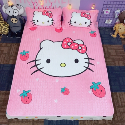 91家纺网 家纺一手货源 找家纺 （总）金爱家家纺 可机洗大版卡通冰丝空调凉席软实拍图1