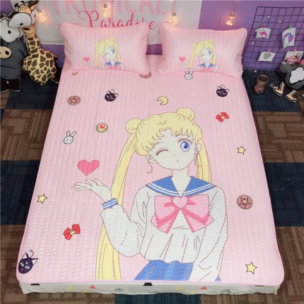 91家纺网 家纺一手货源 找家纺 （总）金爱家家纺 可机洗大版卡通冰丝空调凉席软实拍图1