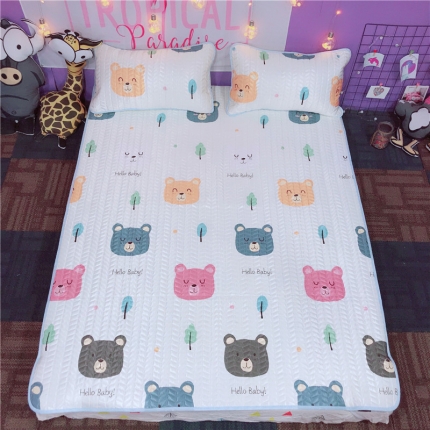 91家纺网 家纺一手货源 找家纺 （总）金爱家家纺 可机洗大版卡通冰丝空调凉席软实拍图1