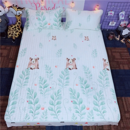 91家纺网 家纺一手货源 找家纺 （总）金爱家家纺 可机洗大版卡通冰丝空调凉席软实拍图1