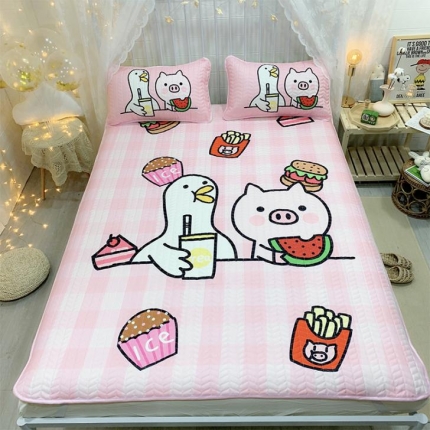 91家纺网 家纺一手货源 找家纺 （总）金爱家家纺 可机洗大版卡通冰丝空调凉席软实拍图1