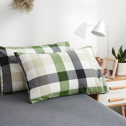 91家纺网 家纺一手货源 找家纺 MR.PIG 全尺寸定制单品全棉色织枕套纯棉这套水洗棉枕头套