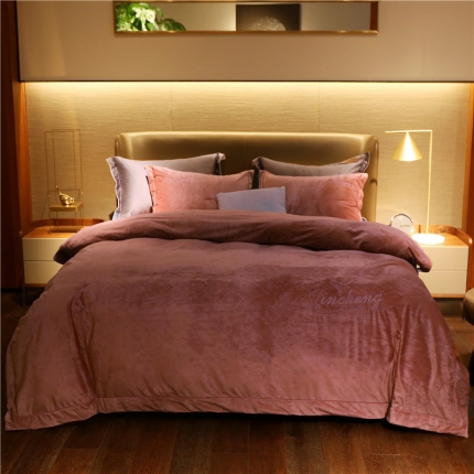 91家纺网 家纺一手货源 找家纺 （总）苹果星家纺 宝宝绒保暖水晶绒法莱绒四件套法兰绒绣花床裙