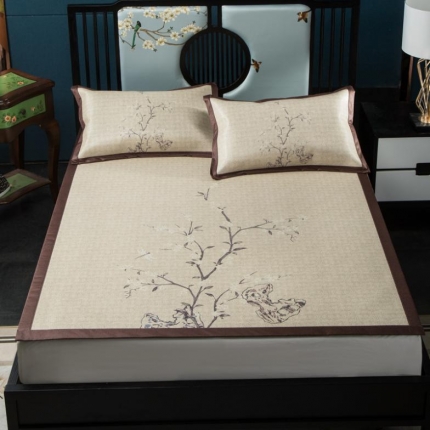 91家纺网 家纺一手货源 找家纺 （总）苹果星家纺 2019数码印花印尼藤凉席三件套