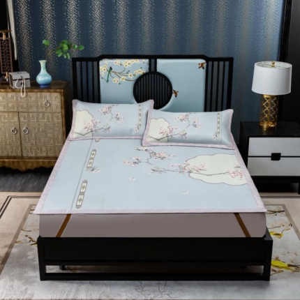 91家纺网 家纺一手货源 找家纺 （总）苹果星家纺 2019数码印花印尼藤凉席三件套