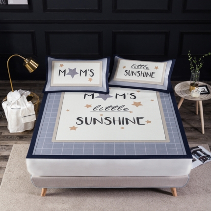 91家纺网 家纺一手货源 找家纺 苹果星家纺 2019数码印花印尼藤凉席三件套 星星