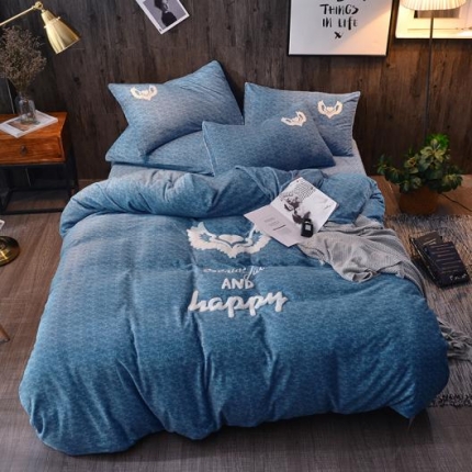 91家纺网 家纺一手货源 找家纺 （总）卡巴伦 肌理纹牛奶绒绣花款系列四件套