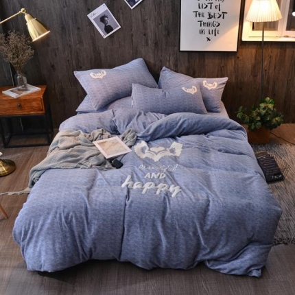 91家纺网 家纺一手货源 找家纺 （总）卡巴伦 肌理纹牛奶绒绣花款系列四件套