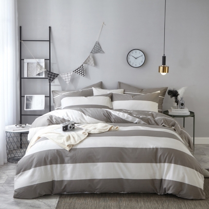 91家纺网 家纺一手货源 找家纺 （总）沐白 全棉全棉13372活性印花条格抽象系列四件套床单款