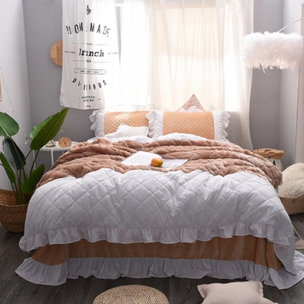 91家纺网 家纺一手货源 找家纺 嗨购家纺 玉兔绒宝宝绒水晶绒珊瑚绒四件套白驼