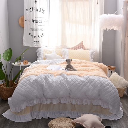 91家纺网 家纺一手货源 找家纺 嗨购家纺 玉兔绒宝宝绒水晶绒珊瑚绒四件套香槟