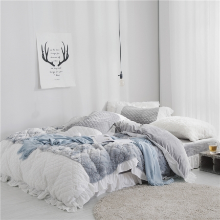 91家纺网 家纺一手货源 找家纺 （总）嗨购家纺 2018年玉兔绒（场景1）四件套