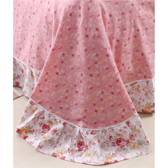 91家纺网 家纺一手货源 找家纺 琪格格纺织 全棉韩版四件套 玫瑰园－粉