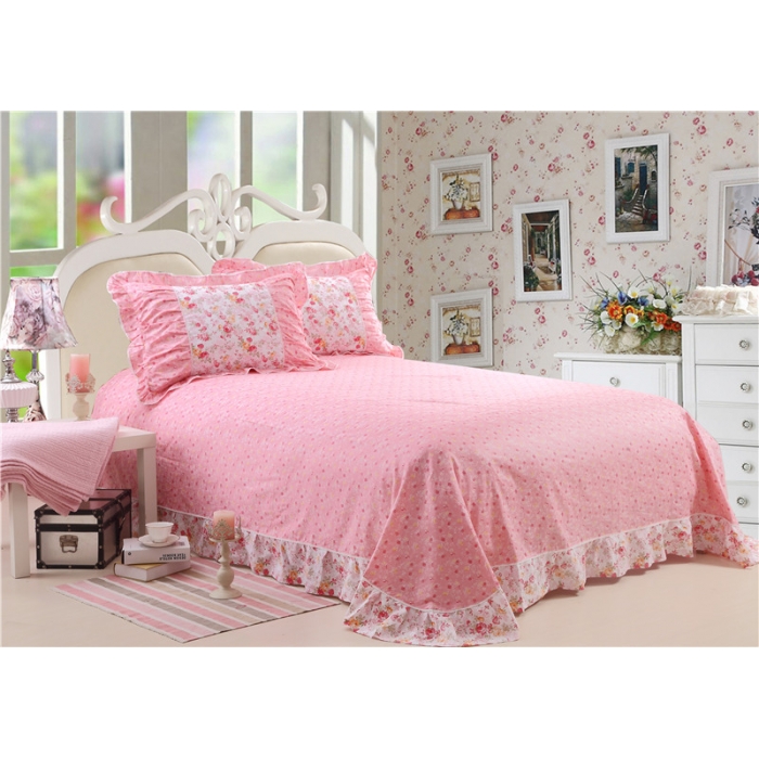 91家纺网 家纺一手货源 找家纺 琪格格纺织 全棉韩版四件套 玫瑰园－粉