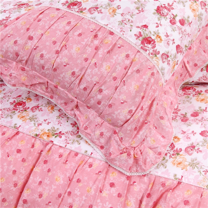 91家纺网 家纺一手货源 找家纺 琪格格纺织 全棉韩版四件套 玫瑰园－粉