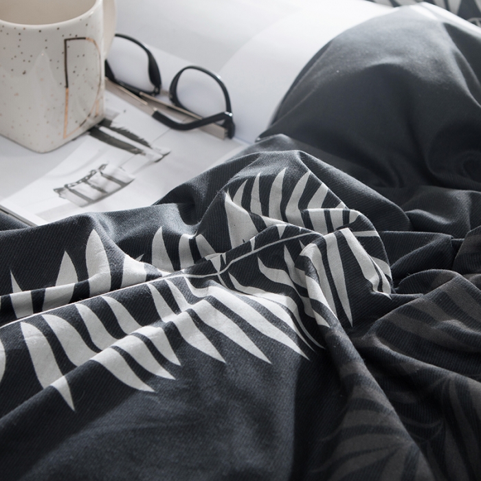 91家纺网 家纺一手货源 找家纺 琪格格 2018新品AB版小清新全棉四件套 叶宴