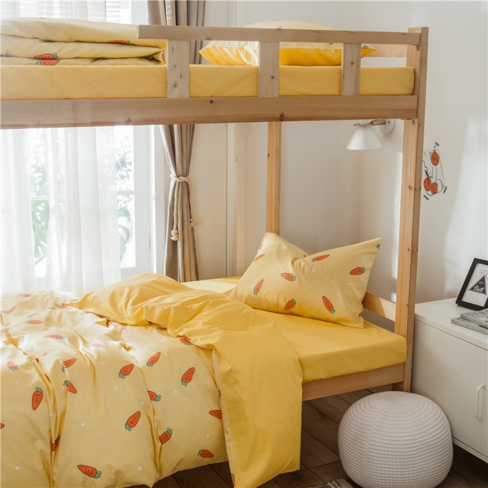 91家纺网 家纺一手货源 找家纺 琪格格 2019新款学生宿舍三件套床单款 XS-趣味萝卜纯色