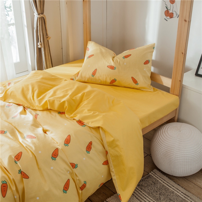 91家纺网 家纺一手货源 找家纺 琪格格 2019新款学生宿舍三件套床单款 XS-趣味萝卜纯色