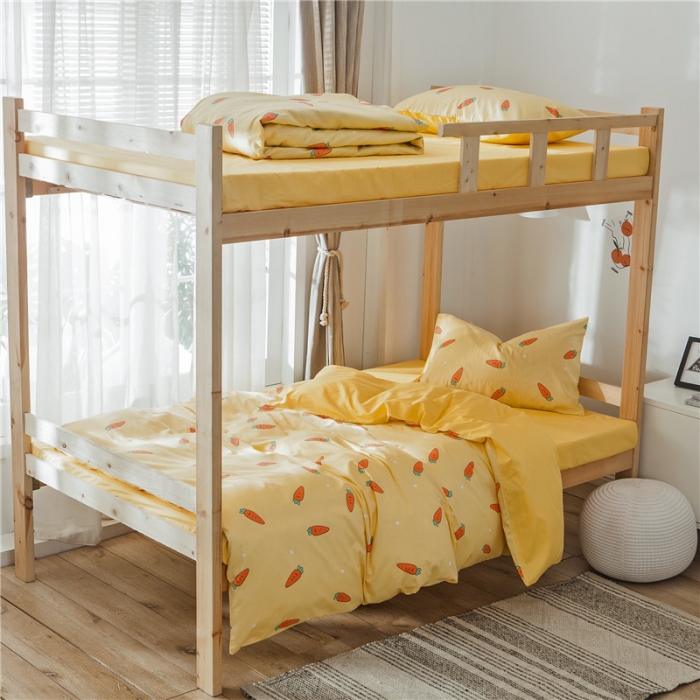 91家纺网 家纺一手货源 找家纺 琪格格 2019新款学生宿舍三件套床单款 XS-趣味萝卜纯色