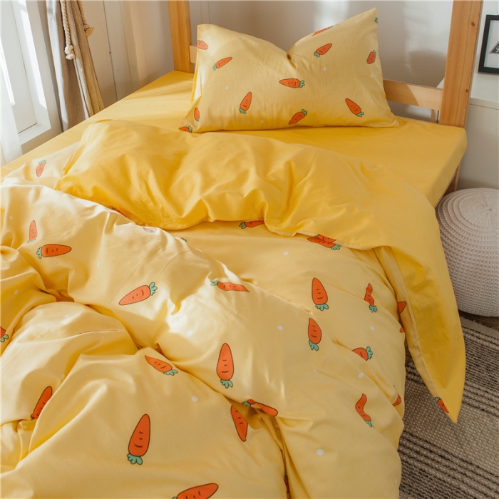 91家纺网 家纺一手货源 找家纺 琪格格 2019新款学生宿舍三件套床单款 XS-趣味萝卜纯色