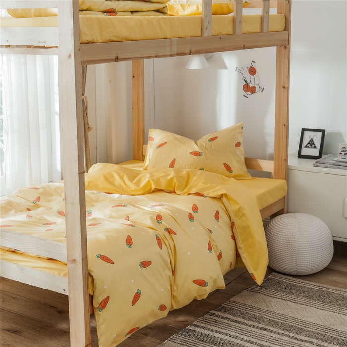 91家纺网 家纺一手货源 找家纺 琪格格 2019新款学生宿舍三件套床单款 XS-趣味萝卜纯色