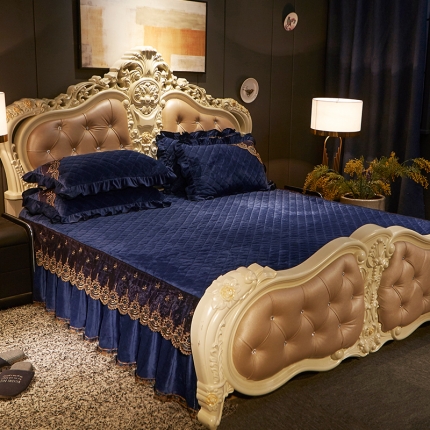 宜凡家纺 2019新款繁华似锦系列单品床裙两边繁华似锦-宝蓝