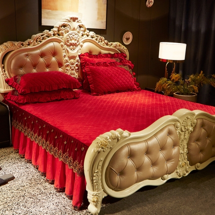 宜凡家纺 2019新款繁华似锦系列单品床裙两边繁华似锦-大红