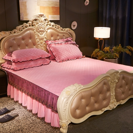宜凡家纺 2019新款繁华似锦系列单品床裙两边繁华似锦-粉玉