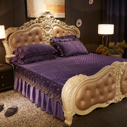 宜凡家纺 2019新款繁华似锦系列单品床裙两边繁华似锦-深紫