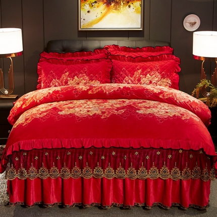 宜凡家纺 2019新款水晶绒印花系列床裙四件套 风华绝代