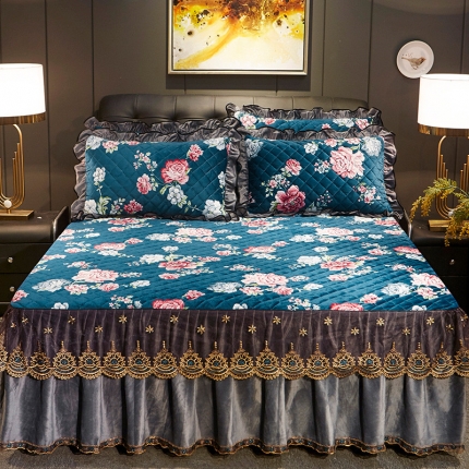 91家纺网 家纺一手货源 找家纺 （总）宜凡家纺 2019新款水晶绒印花系列单床裙三边