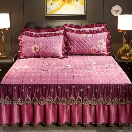 91家纺网 家纺一手货源 找家纺 （总）宜凡家纺 2019新款水晶绒印花系列单床裙三边