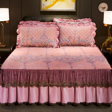 91家纺网 家纺一手货源 找家纺 （总）宜凡家纺 2019新款水晶绒印花系列单床裙三边