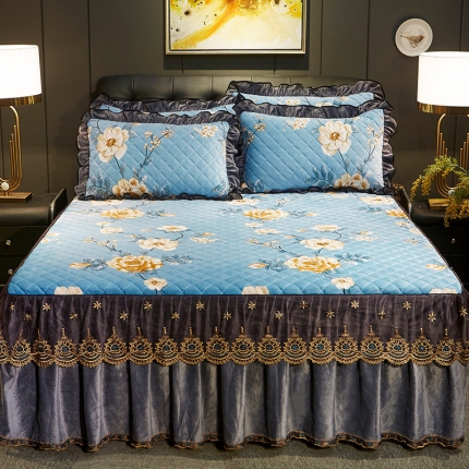 91家纺网 家纺一手货源 找家纺 （总）宜凡家纺 2019新款水晶绒印花系列单床裙三边