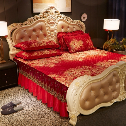 宜凡家纺 2019新款水晶绒印花系列单床裙两边 风华绝代