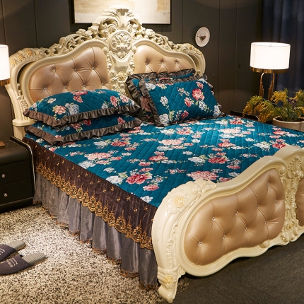 宜凡家纺 2019新款水晶绒印花系列单床裙两边 华似锦