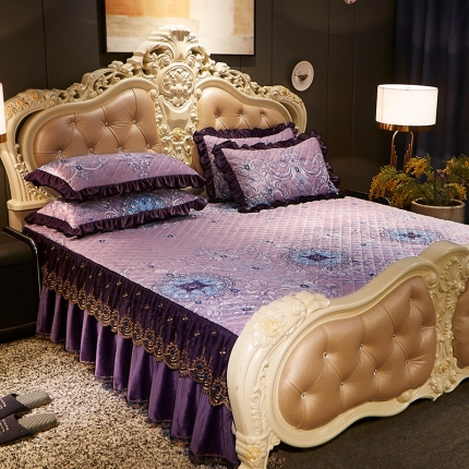 宜凡家纺 2019新款水晶绒印花系列单床裙两边 倾城